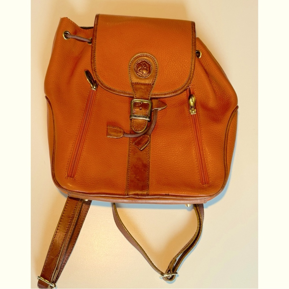 Valentina Backpack Purse Pumpkin Leather Italian Leather